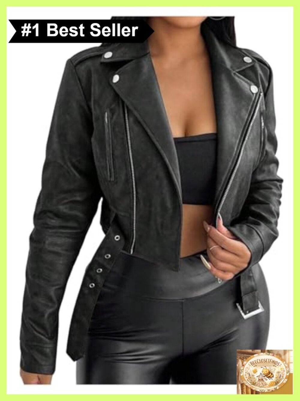 Faux Leather Crop Bomber Jacket Moto Zip Streetwear Lightweight Women